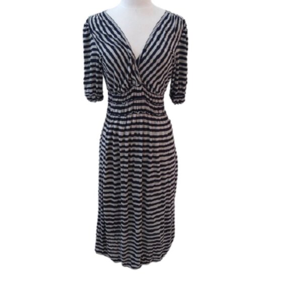 Max Studio Striped Cover-up Dress, Navy/Grey, Small - Picture 1 of 10
